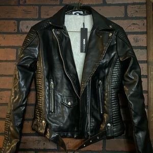 Women’s Black Faux Leather Biker Jacket